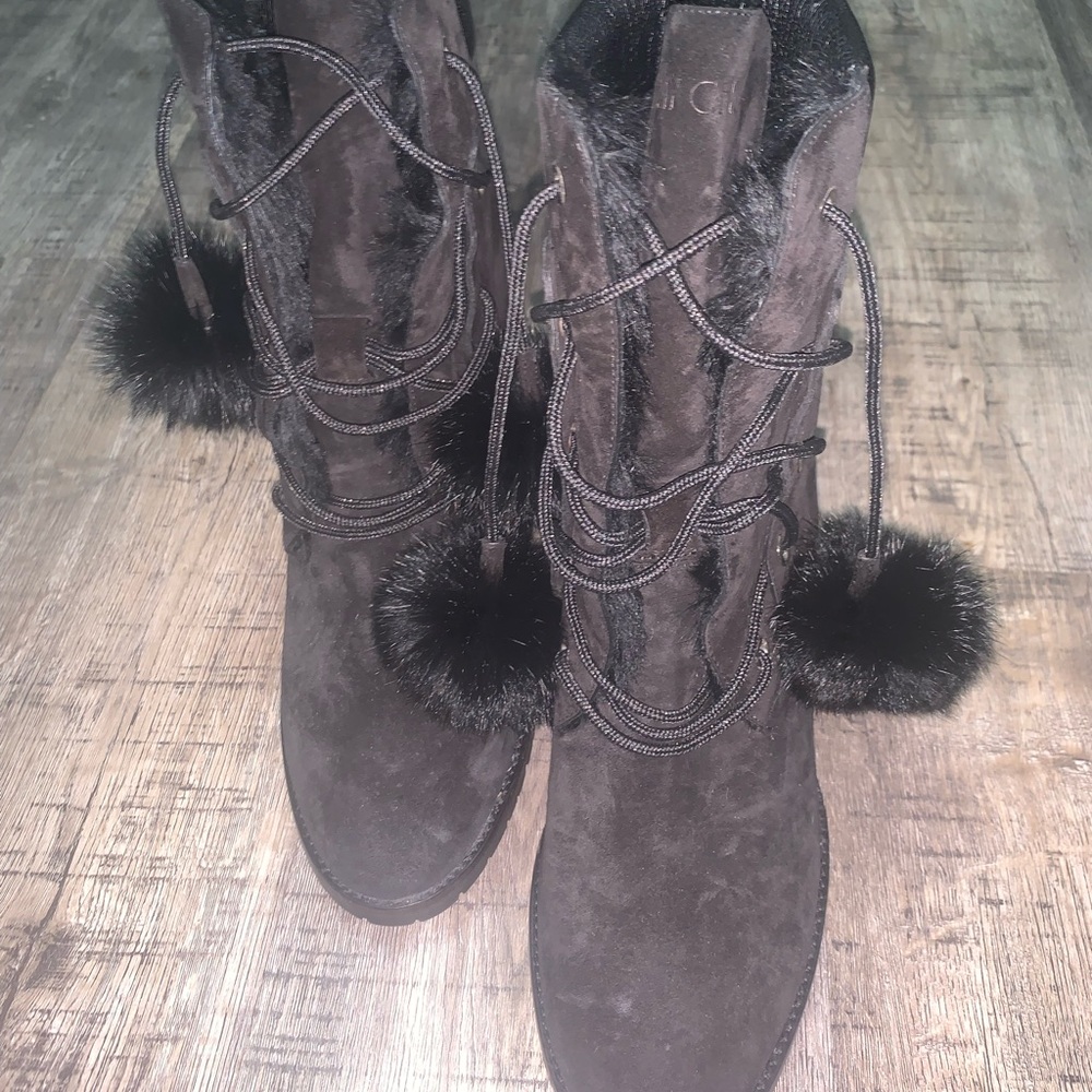 Jimmy Choo Elba 95 Black Fur Boots